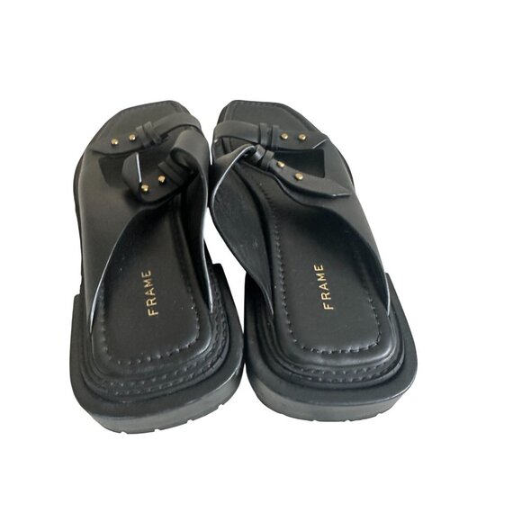 FRAME Black & Gold Leather Flats Sandals Size 40 / US 10 - Picture 7 of 8